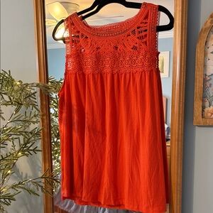 Torrid Crochet Yoke Sleeveless Top - Vibrant Orange